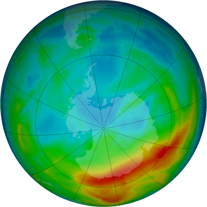 Antarctic ozone map for 20 June 1998
